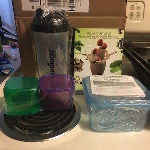 Portion control containers and shaker